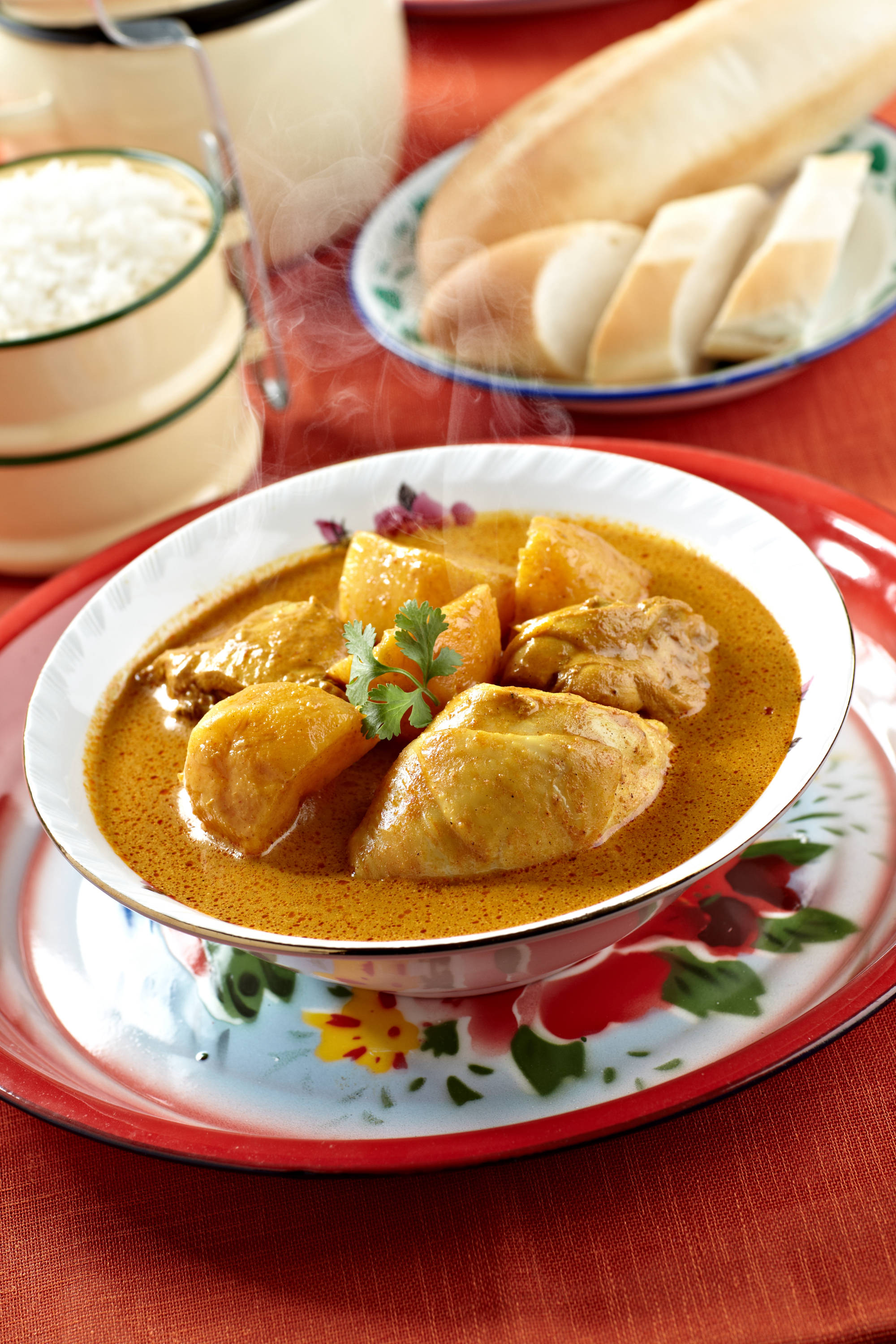 CurryTimes Curry Chicken comes with rice and bread